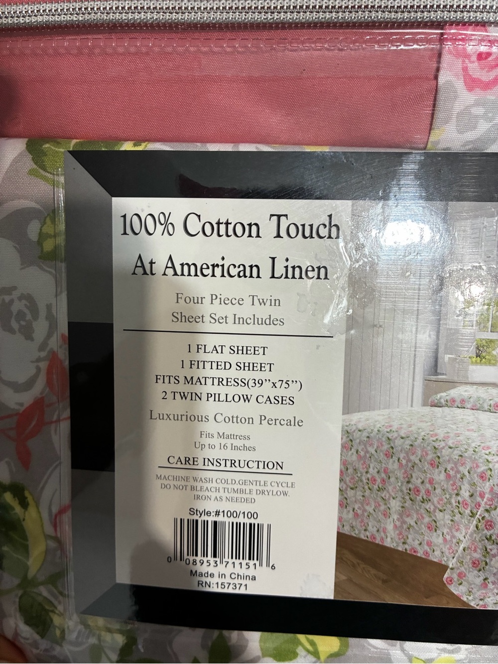 Twin Floral Sheet Set with Pink Accent - Picture 6 of 6